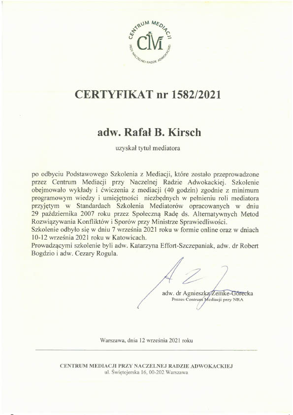 Certyfikat Rafał Kirch